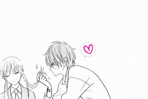 Black And White Boy And Girl With Heart GIF