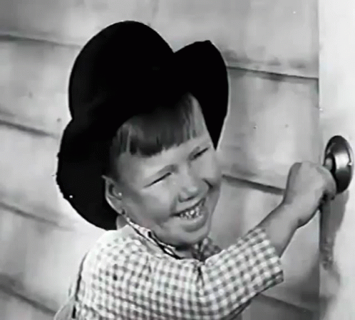 Black and White Boy Cowboy Hat Plaid Shirt