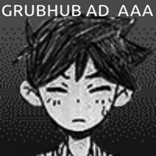 Black and White Boy Eyes Closed Grubhub Ad Aaa