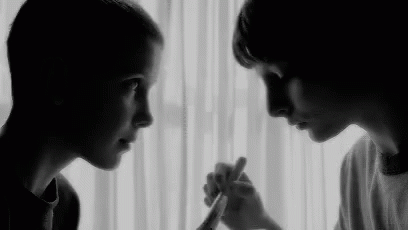 Black and White Boy Girl Eye Contact