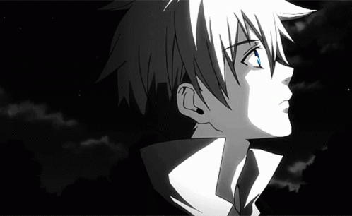 Black And White Boy With Blue Eye GIF