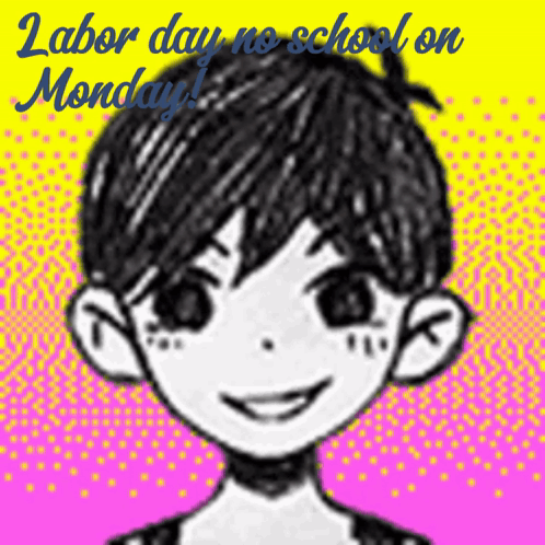 Black and White Boy With Labor Day No School on Monday