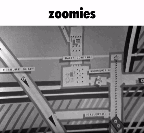 Black and White Building With Word Zoomies