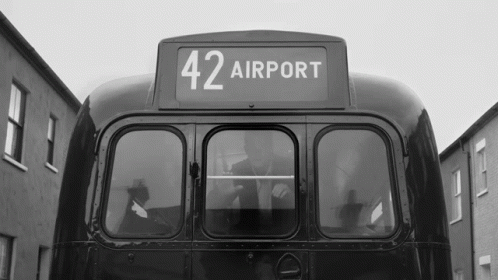 Black and White Bus 42 Airport