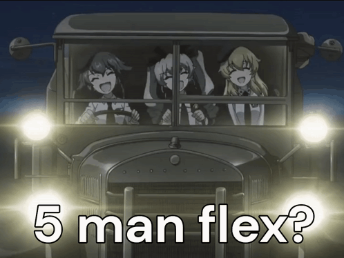 Black And White Bus Saying 5 Man Flex GIF