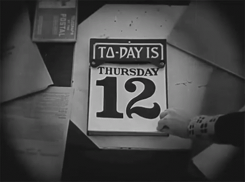 Black and White Calendar Saying Today Is Thursday 12
