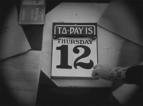 Black And White Calendar Today Is Thursday 12 GIF