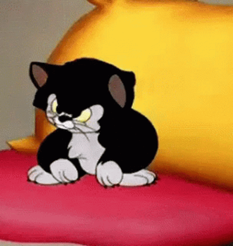 Black and White Cartoon Cat Sitting