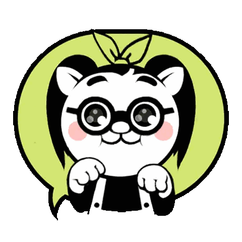 Black and White Cartoon Cat Wearing Glasses and Bow