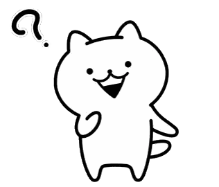 Black and White Cartoon Cat with Question Mark