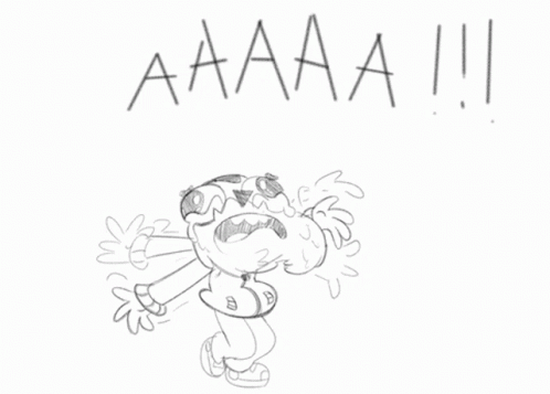 Black and White Cartoon Character Crying Saying Aaaa