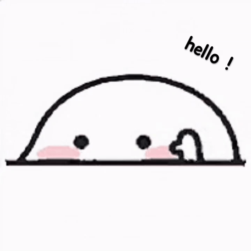 Black and White Cartoon Character Saying Hello
