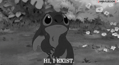 Black and White Cartoon Character Saying Hi I Exist