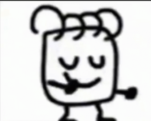 Black and White Cartoon Character Smiling