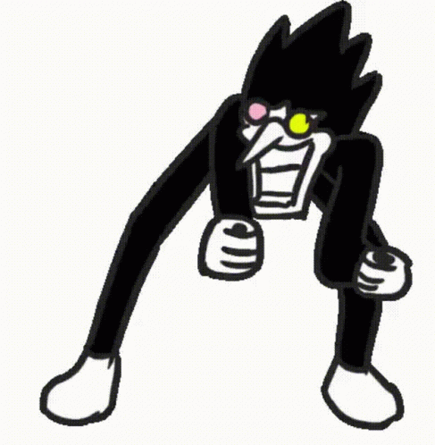 Black and White Cartoon Character With Big Mouth and Glasses