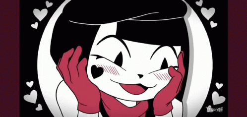 Black And White Cartoon Character With Hearts Around Her GIF