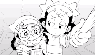 Black And White Cartoon Characters Taking Selfie GIF