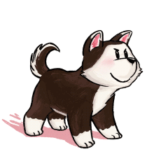 Black and White Cartoon Dog with Mouth Open