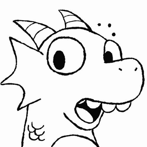 Black and White Cartoon Dragon