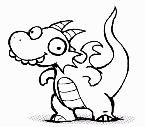Black And White Cartoon Dragon With Wings GIF
