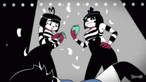 Black And White Cartoon Drawing Of Two Mimes Derryon GIF