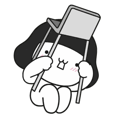 Black and White Cartoon Girl Holding Empty Chair