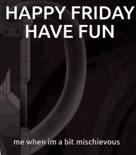Black and White Cartoon Happy Friday Mischievous
