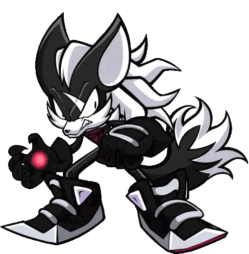 Black and White Cartoon Holding Red Object