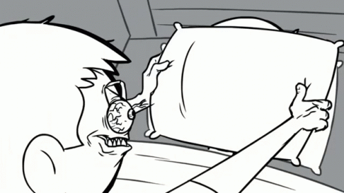 Black and White Cartoon Man Laying in Bed