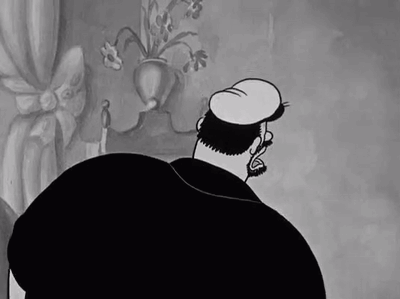 Black and White Cartoon Man With Beard in Hat and Jacket