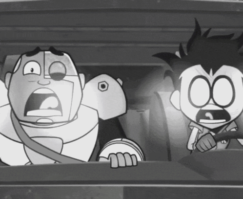 Black And White Cartoon Robot And Boy GIF