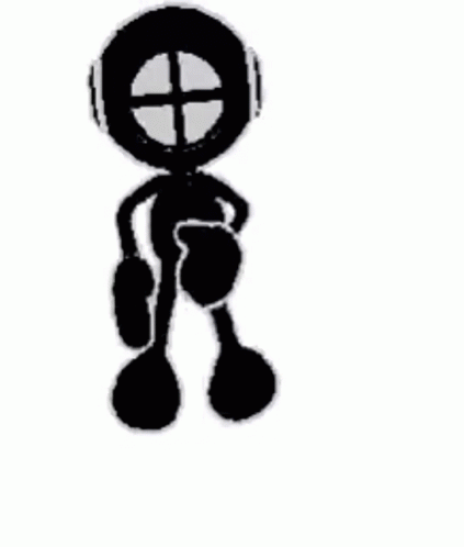 Black-And-White Cartoon Silhouette With Cross On Face GIF