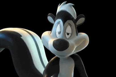 Black and White Cartoon Skunk Sad