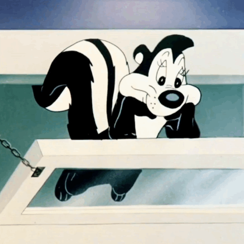 Black and White Cartoon Skunk With Big Mouth