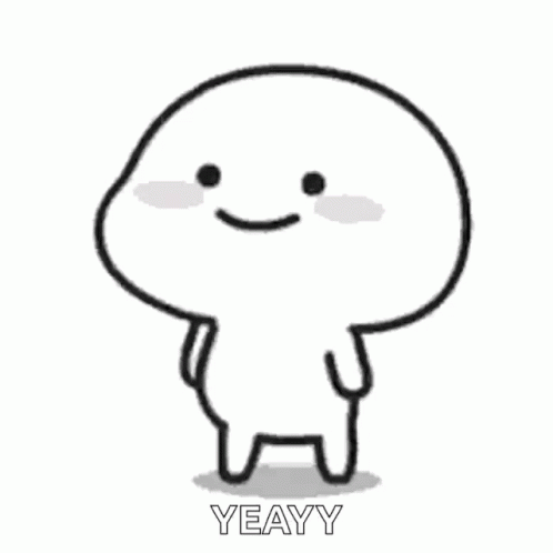 Black and White Cartoon Smiling Character