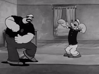 Black and White Cartoon Two Men Dancing