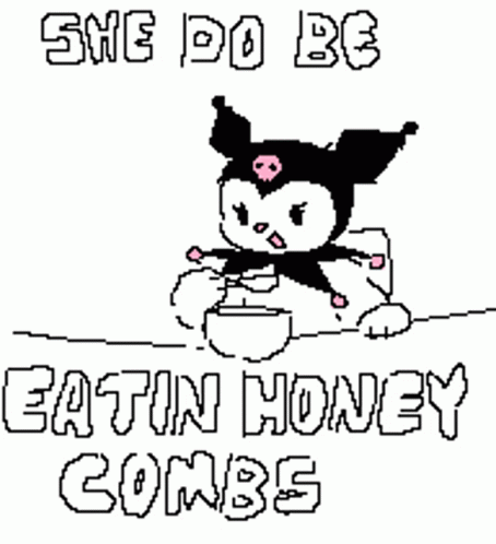 Black And White Cat Eating Honeycombs GIF