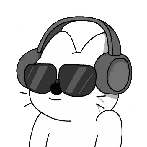 Black and White Cat Wearing Sunglasses and Headphones