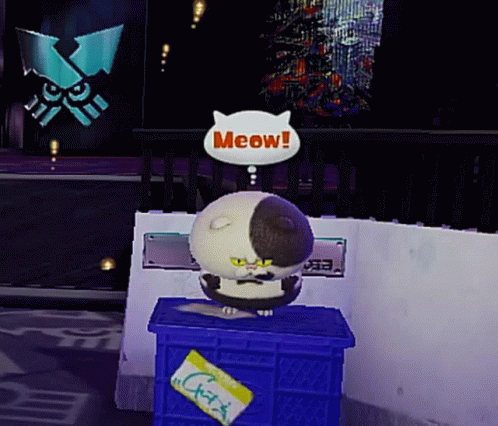 Black And White Cat With Meow Speech Bubble GIF
