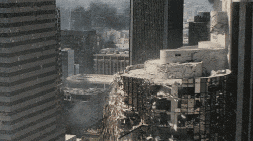 Black and White City Buildings Demolished