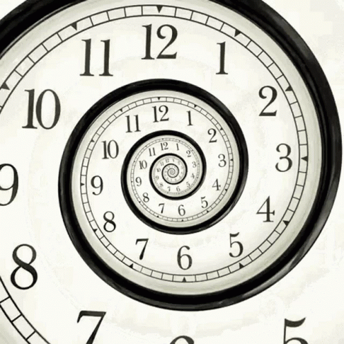 Black and White Clock With Spiral