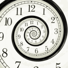 Black and White Clock With Spiral