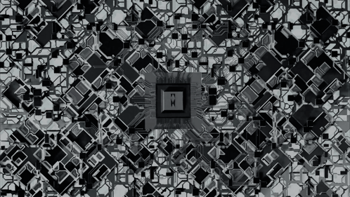 Black And White Computer Chip With Letter X GIF