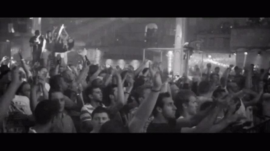 Black And White Concert Mosh Pit Action GIF
