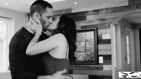 Black And White Couple Kiss Kiss GIF