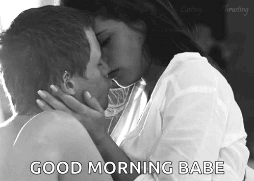 Black and White Couple Kissing Good Morning Babe
