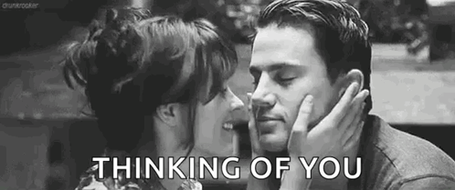 Black And White Couple Kissing Thinking Of You GIF