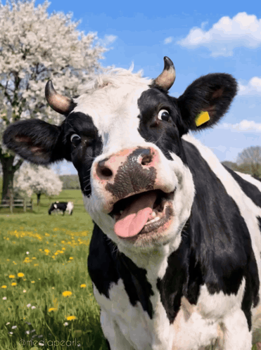 Black And White Cow Tongue Out GIF