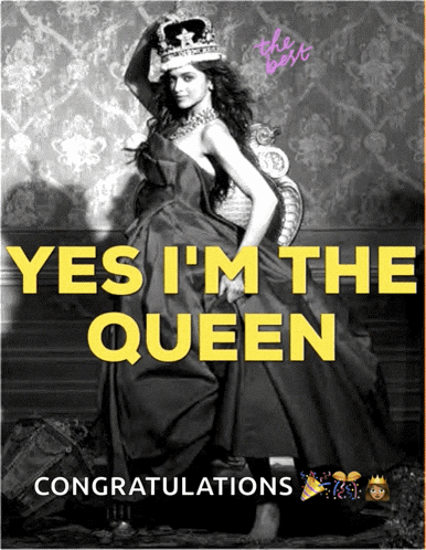 Black-And-White Crowned Woman Says Yes I'm The Queen GIF