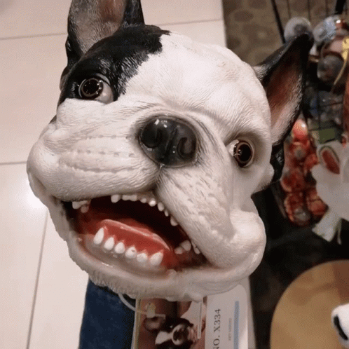 Black And White Dog Statue With No X334 Tag GIF